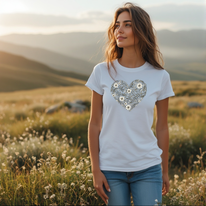 Boho botanical Heart T-Shirt Design