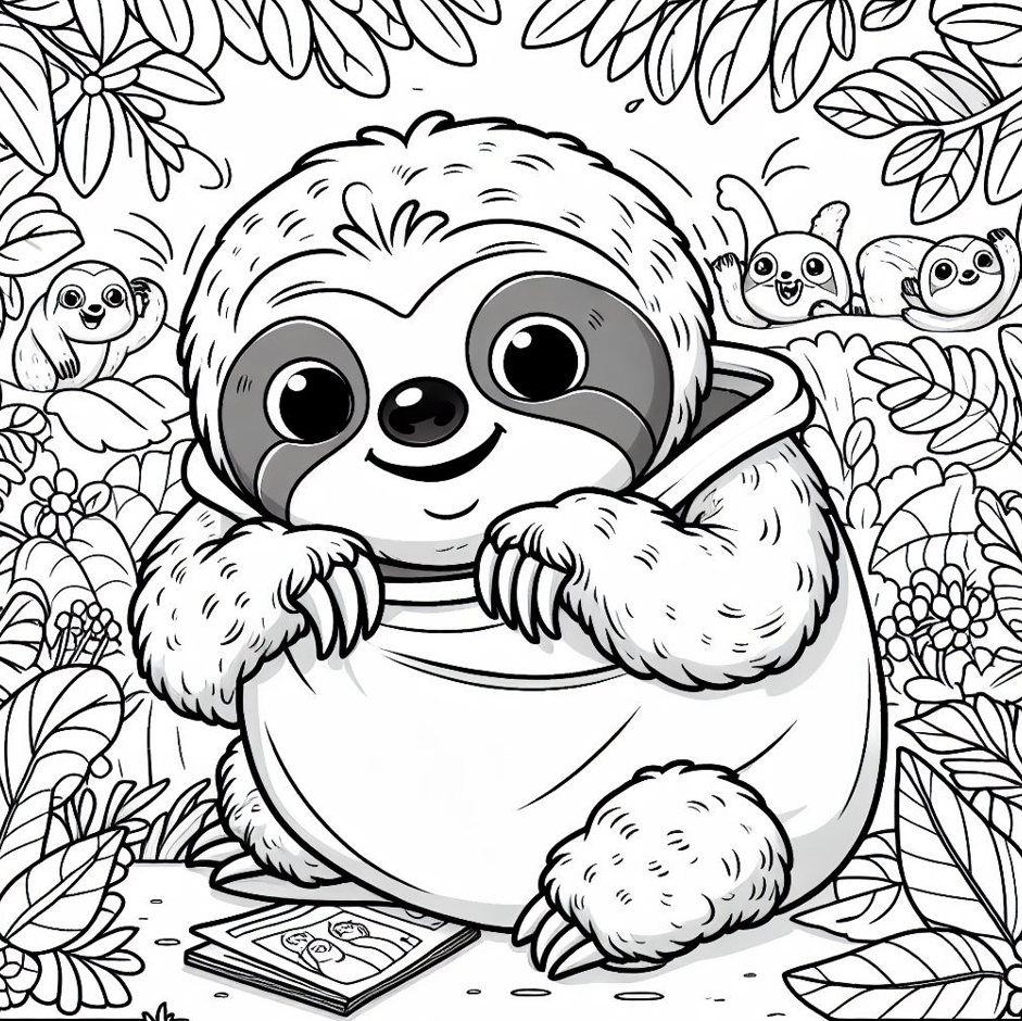 Sloth Coloring Pages for Kids