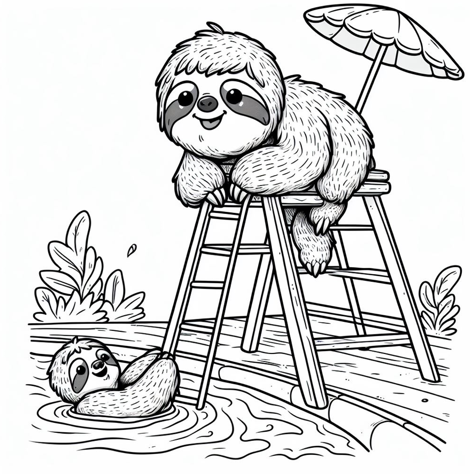 Sloth Coloring Pages for Kids