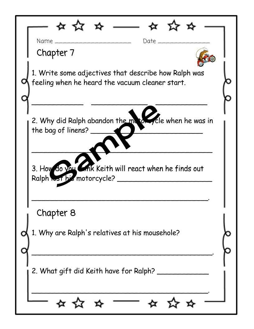 The Mouse and the Motorcycle Literature Guide - Aligned with Common Core