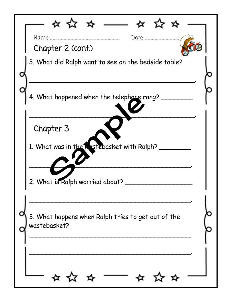 The Mouse and the Motorcycle Literature Guide - Aligned with Common Core