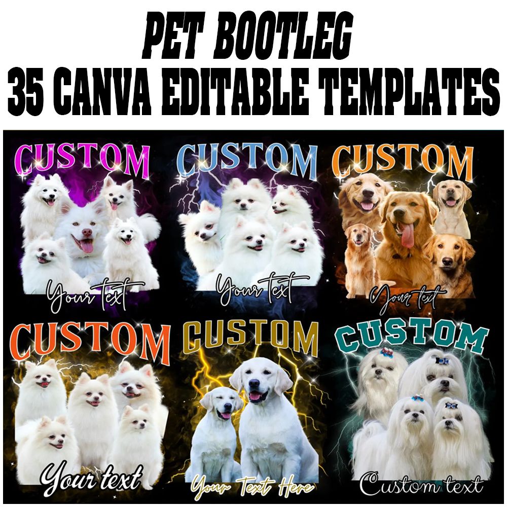Editable Canva Template, Pet Sublimation Design, Bootleg Pet Tee, Custom Pet Shirt, Digital Download, Drag and Drop Frame, Canva Template for Pets, Personalized Dog Shirt, Canva Frame Template, Commercial Use, Pet Clipart PNG, Bootleg Style Design, Trendy
