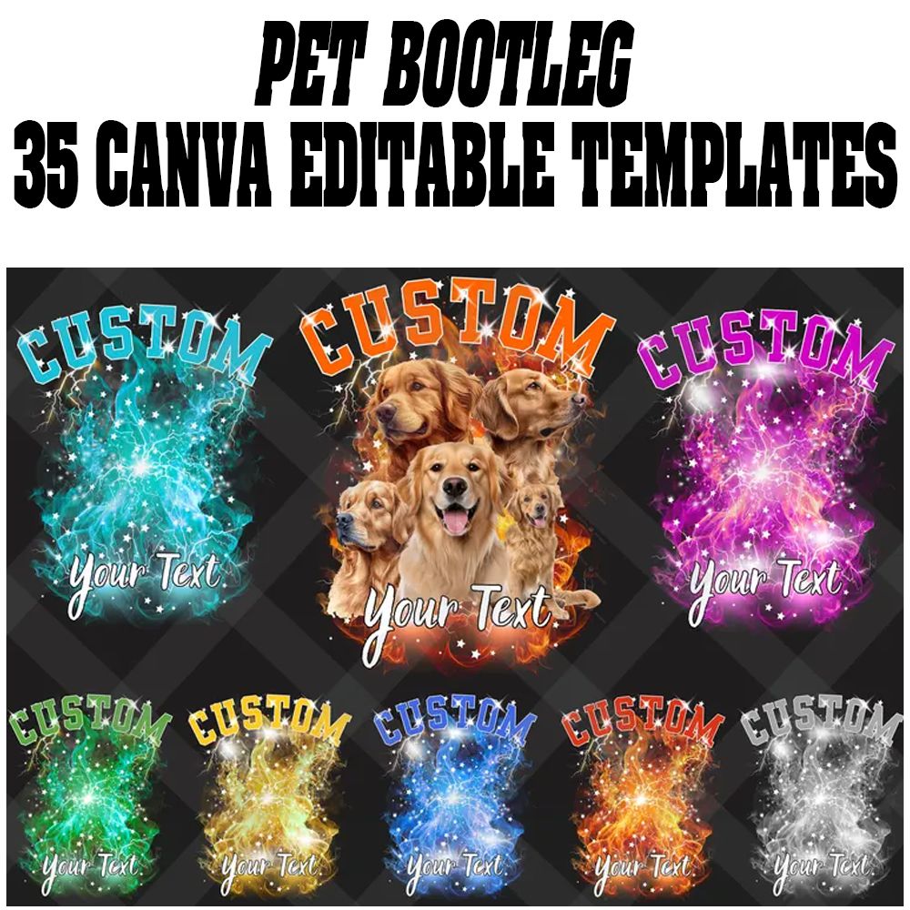 Editable Canva Template, Pet Sublimation Design, Bootleg Pet Tee, Custom Pet Shirt, Digital Download, Drag and Drop Frame, Canva Template for Pets, Personalized Dog Shirt, Canva Frame Template, Commercial Use, Pet Clipart PNG, Bootleg Style Design, Trendy