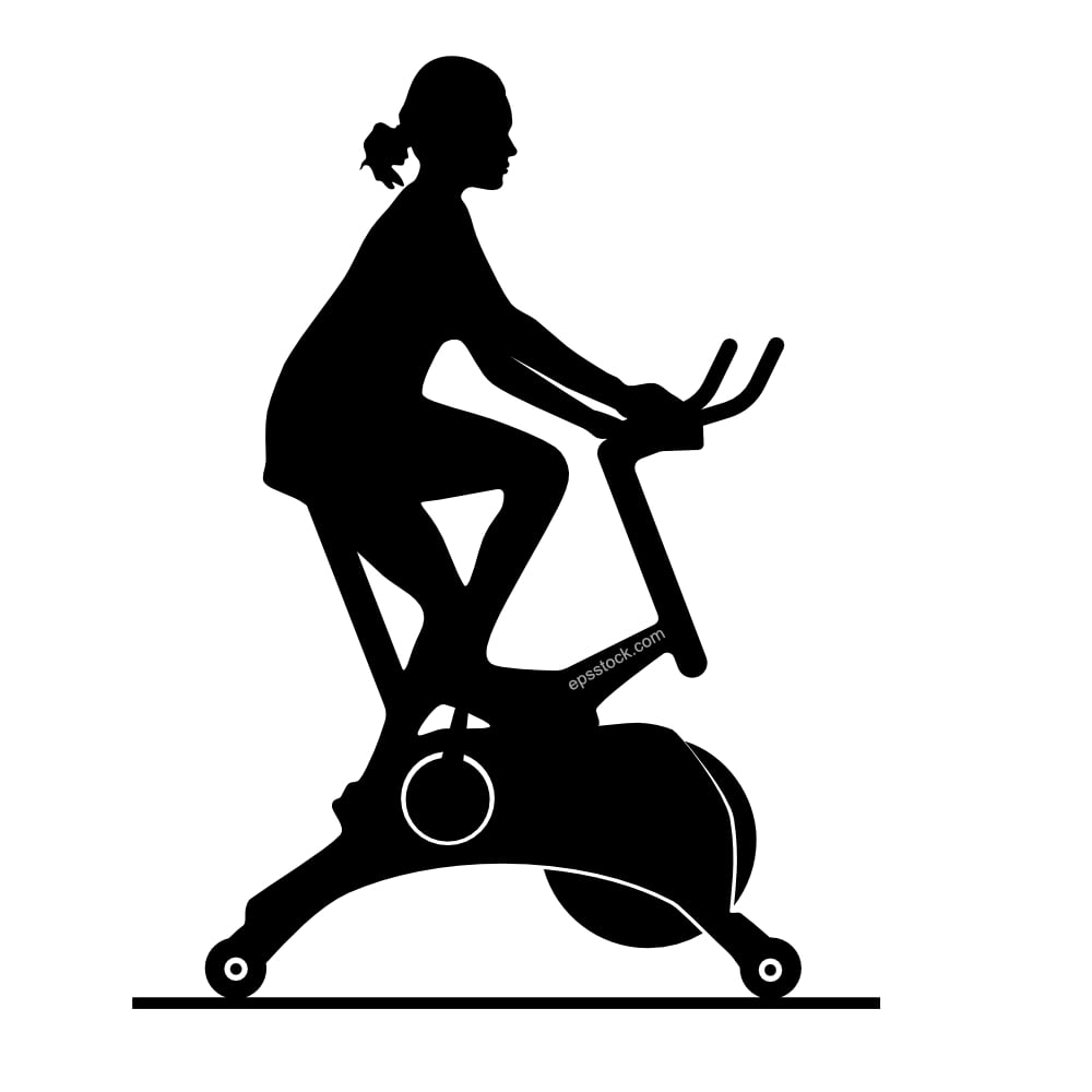 A woman cycling on an exercise bike