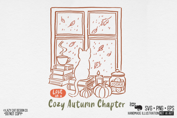 hand drawn bookish fall png transparent background