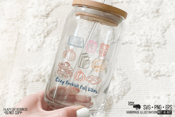 cozy autumn book lover svg design on mug mockup