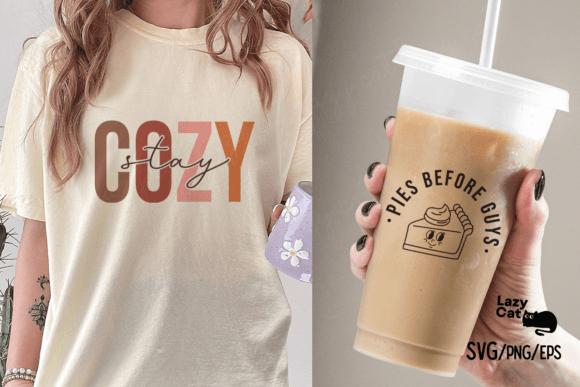 fall bundle designs on T-shirts and mugs for small business use