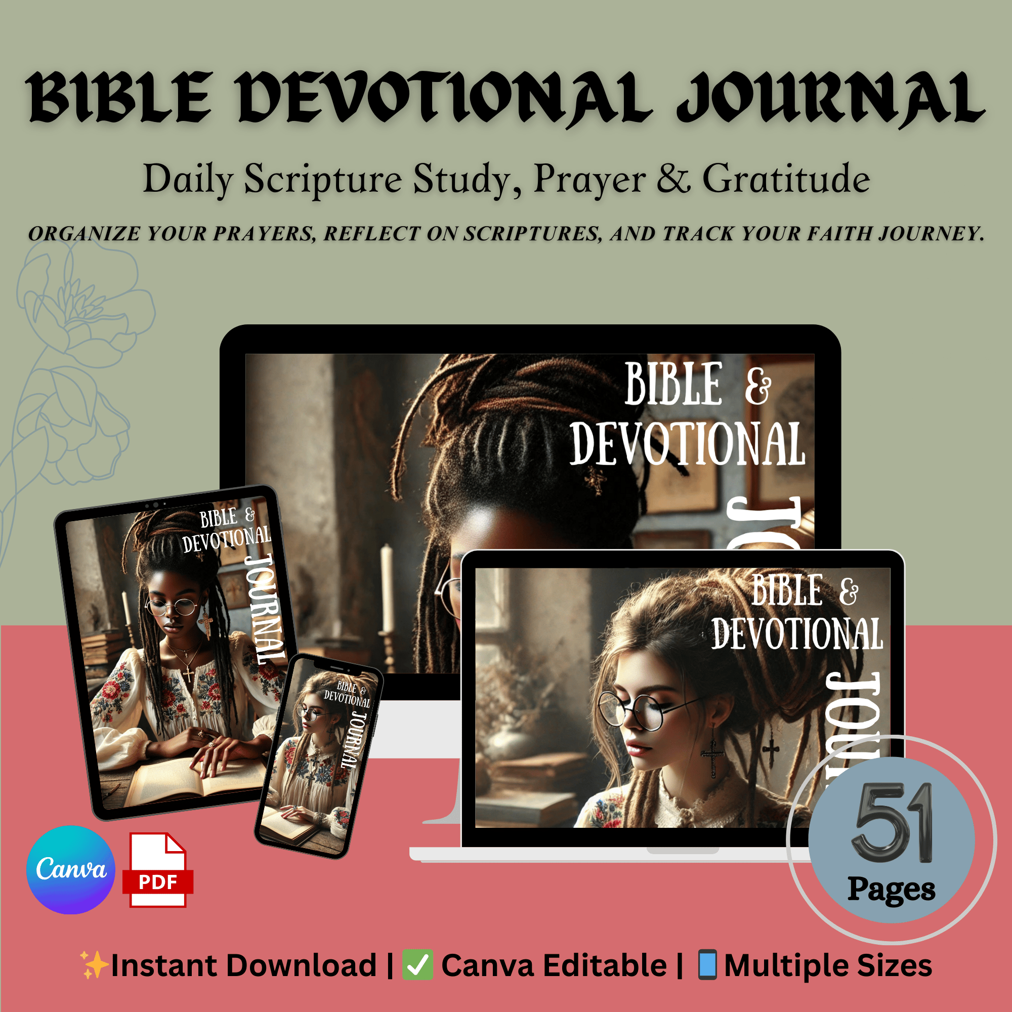 Bible Devotional Journal | 51-Page Christian Planner | Daily Weekly ...