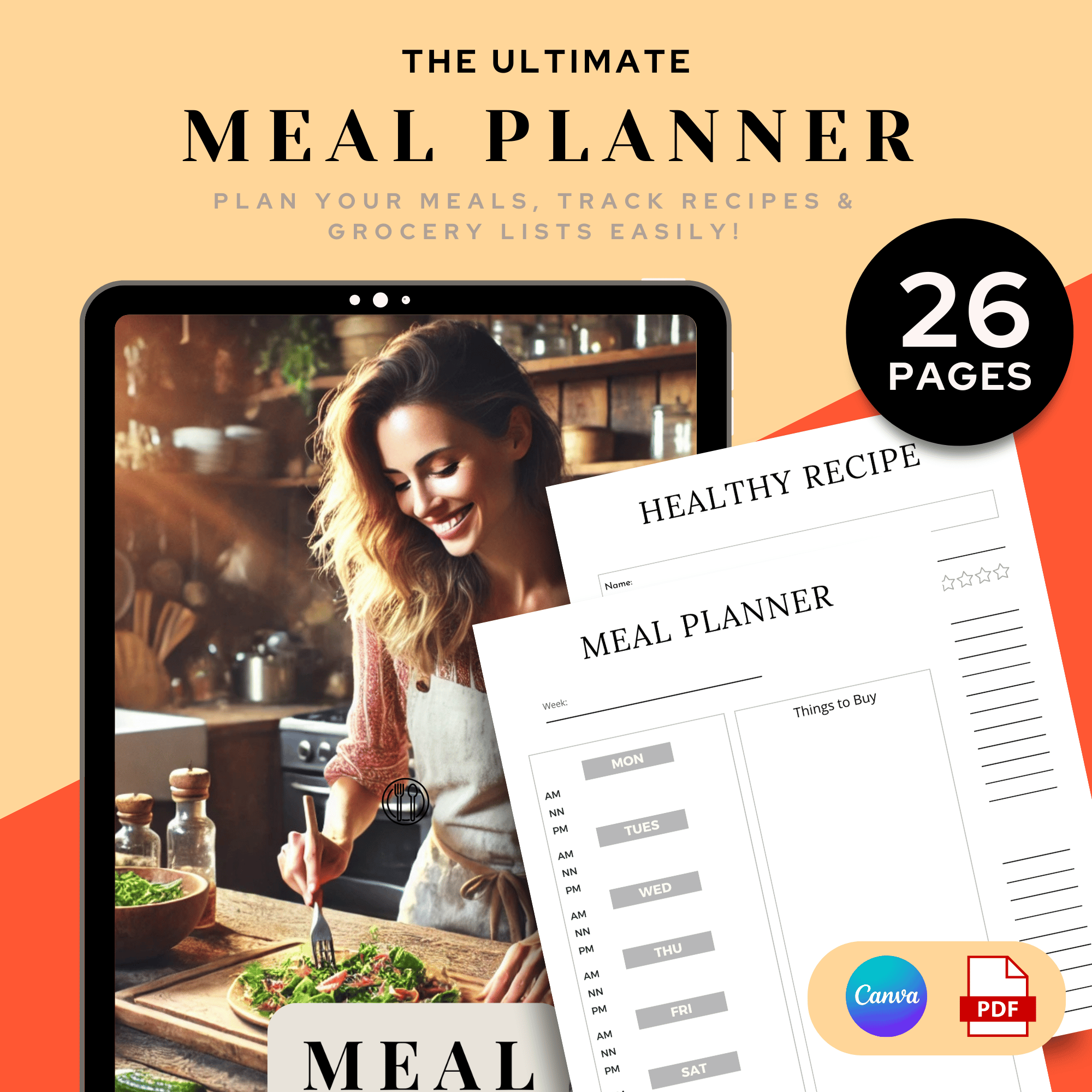 Meal Planner | 26-Page Digital & Printable Meal Journal | Weekly and ...