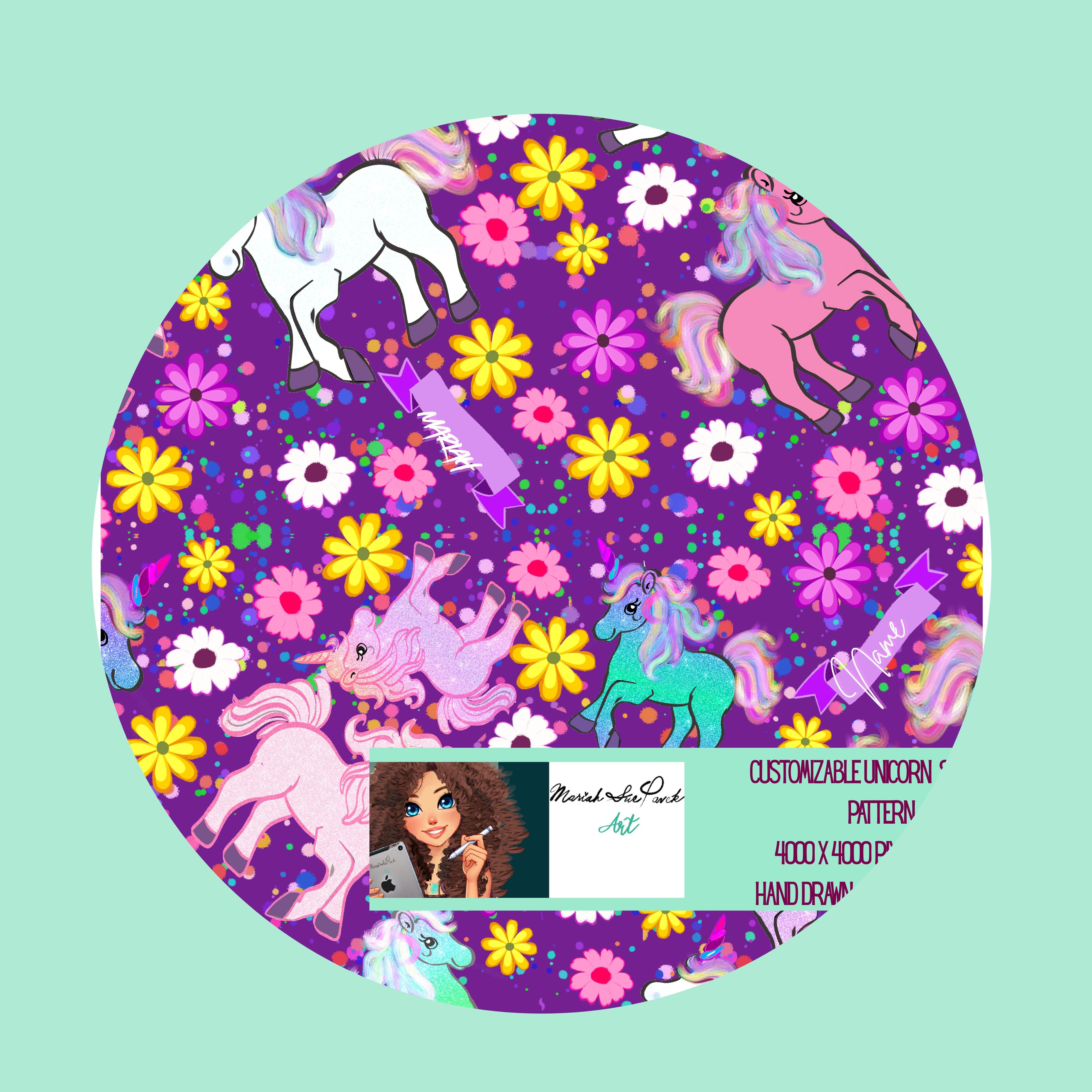 Customizable Name Unicorn Seamless Pattern - Payhip