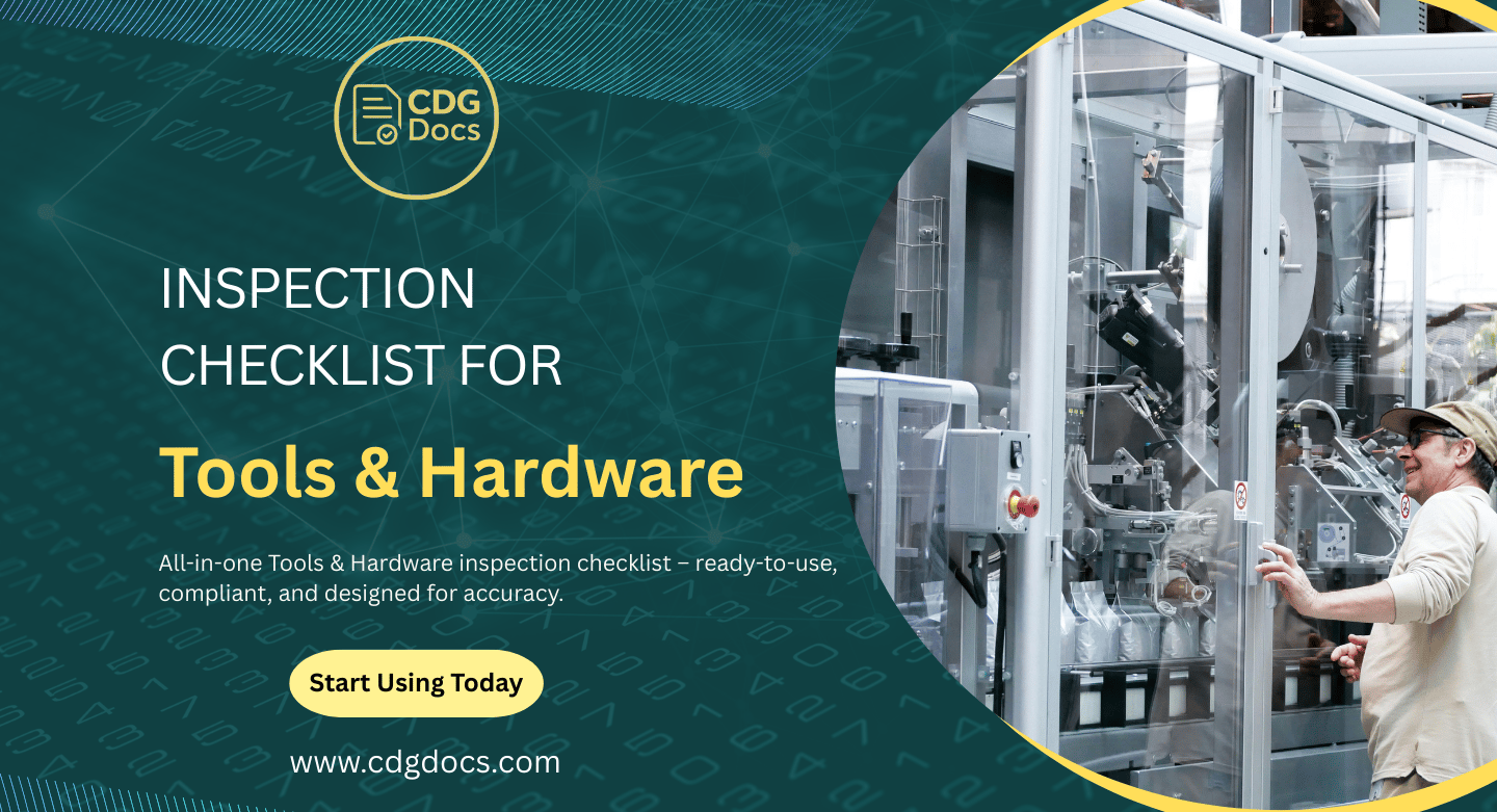 Tool Insection Tools & Hardware Inspection Checklist