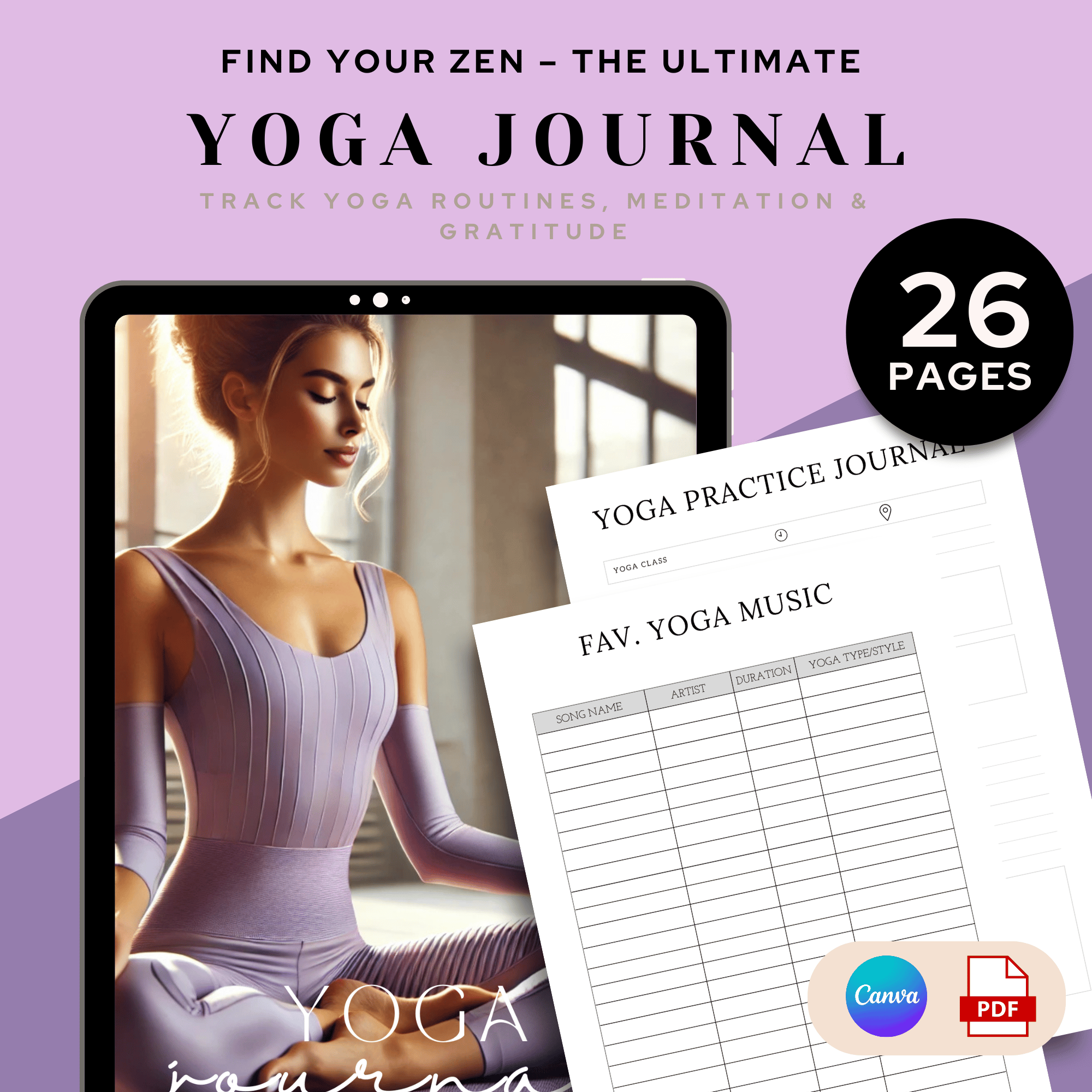 Yoga Journal | 26-Page Digital and Printable Yoga and Meditation ...