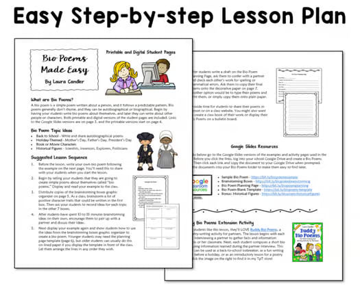 Bio Poems Made Easy - Printable and Digital