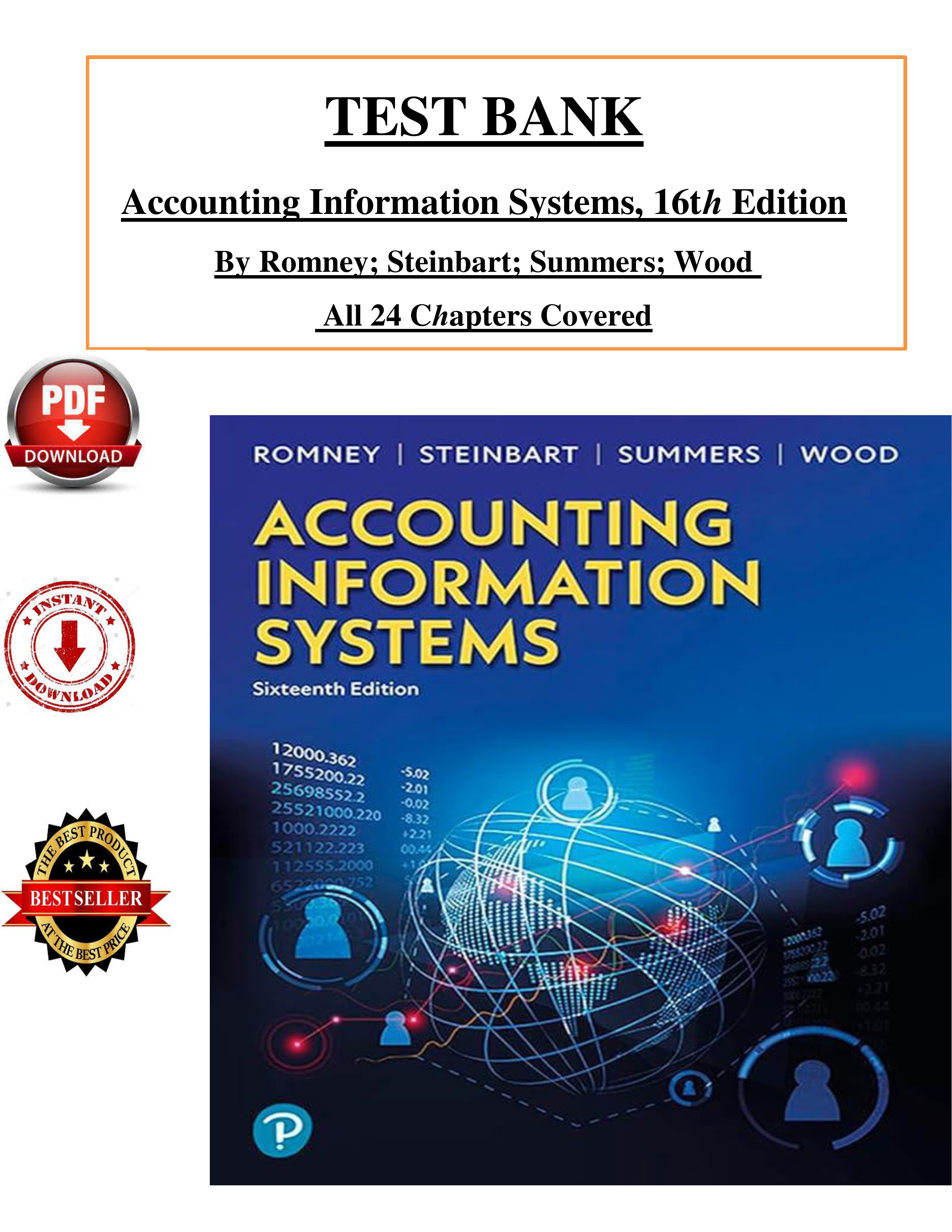 Test Bank for Accounting Information Systems 16th Edition by Romney ...