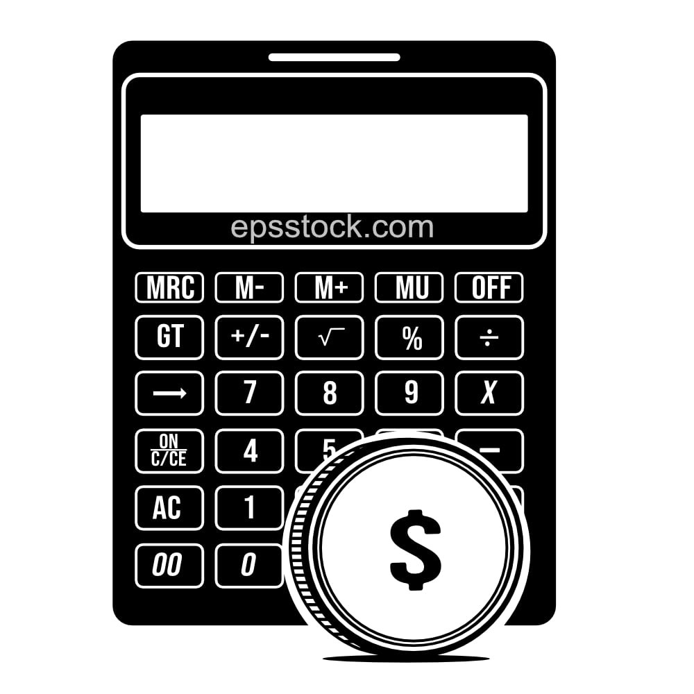 calculator and coins