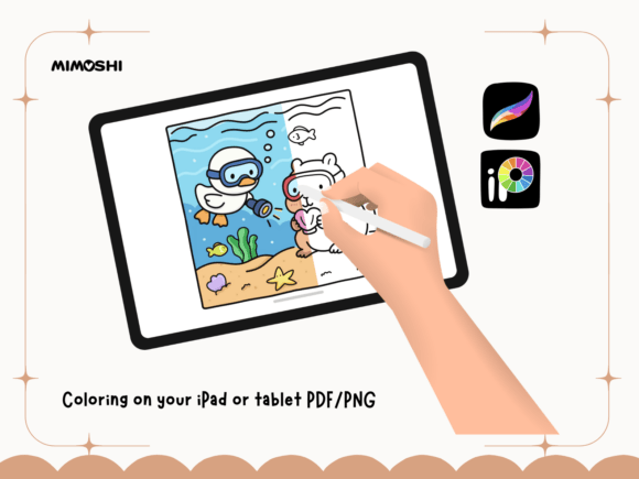 Capybara and goose coloring activity for home or classroom