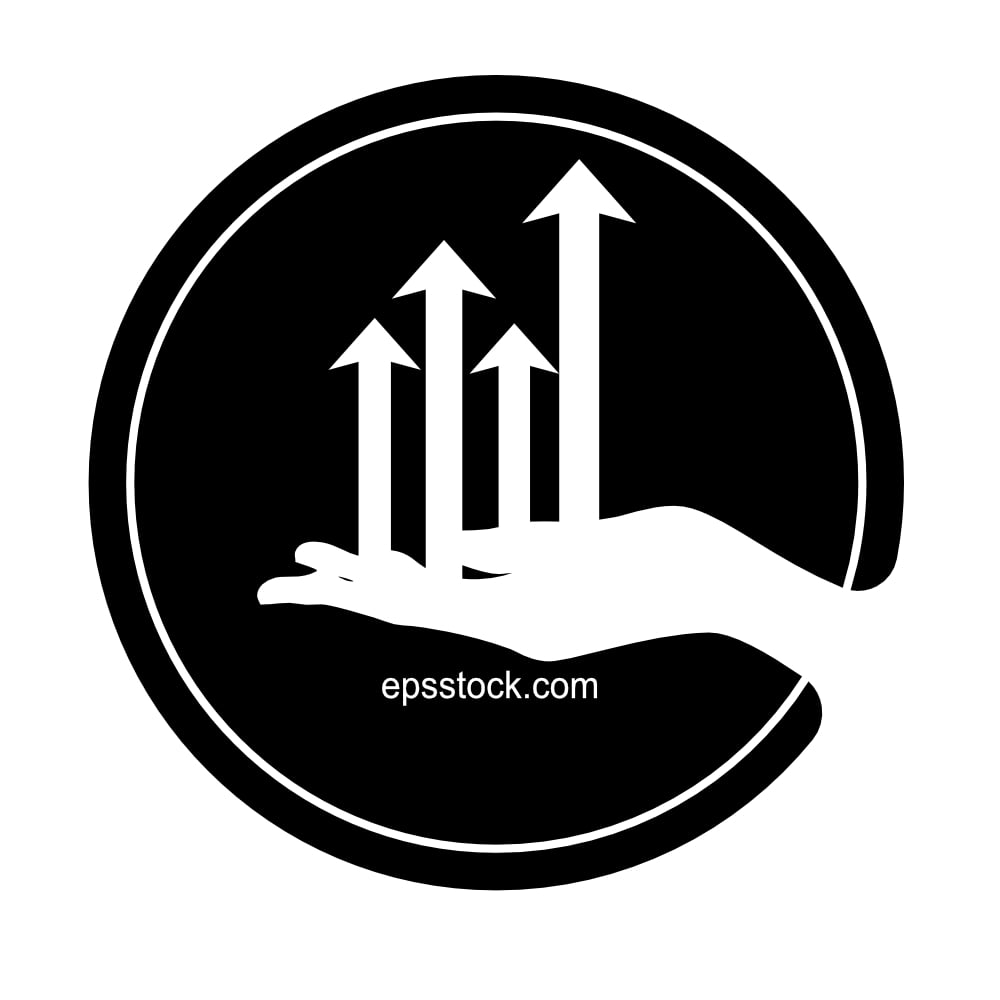 hand holding rising arrows