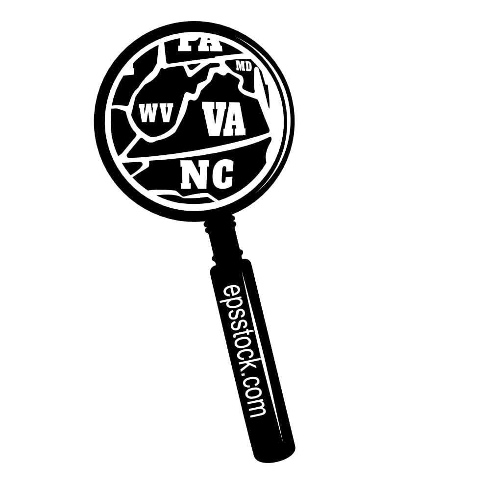 VIRGINIA state map in magnifying glass