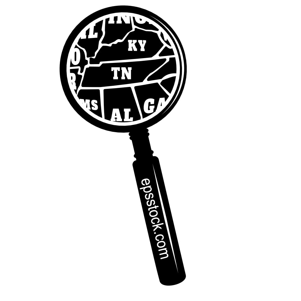 TENNESSEE state map in magnifying glass