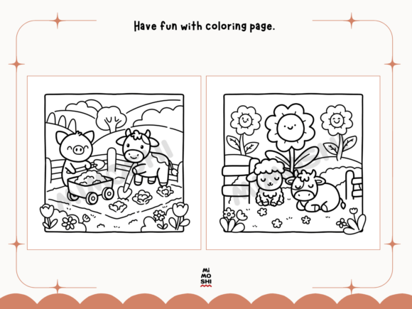 Adorable farm animals coloring printable for classroom  Printable farm life coloring book for relaxation
