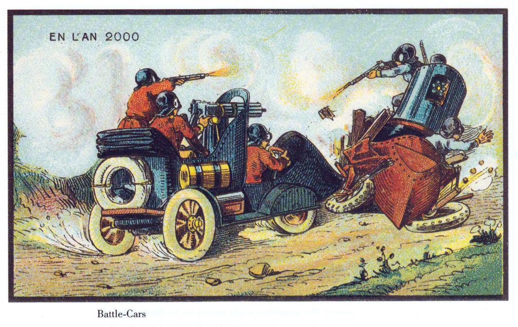 “Vintage 1899 illustration predicting the year 2000 – retro-futuristic art” “Old drawing showing how people in 1899 imagined the future world in 2000”