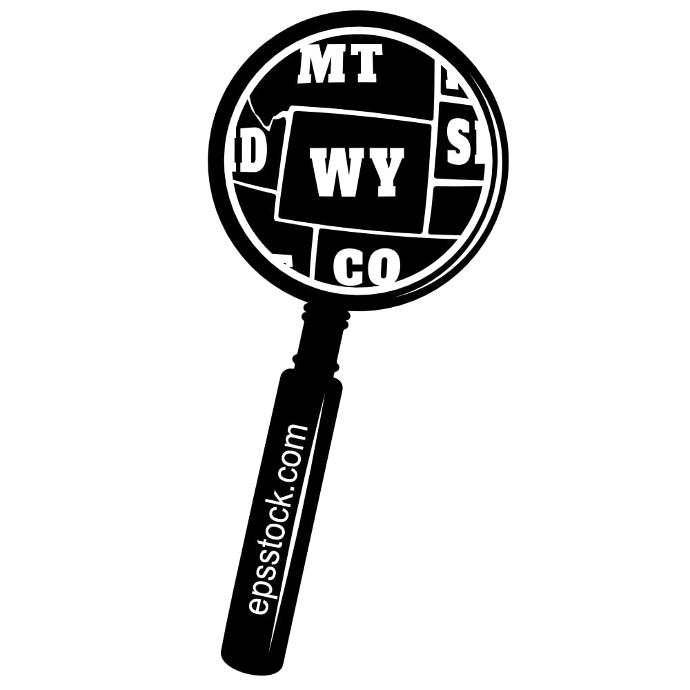 WYOMING state map in magnifying glass