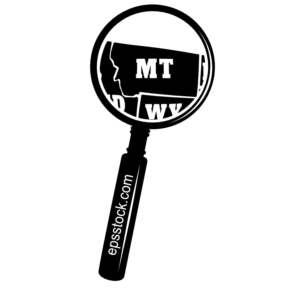 MONTANA state map in magnifying glass