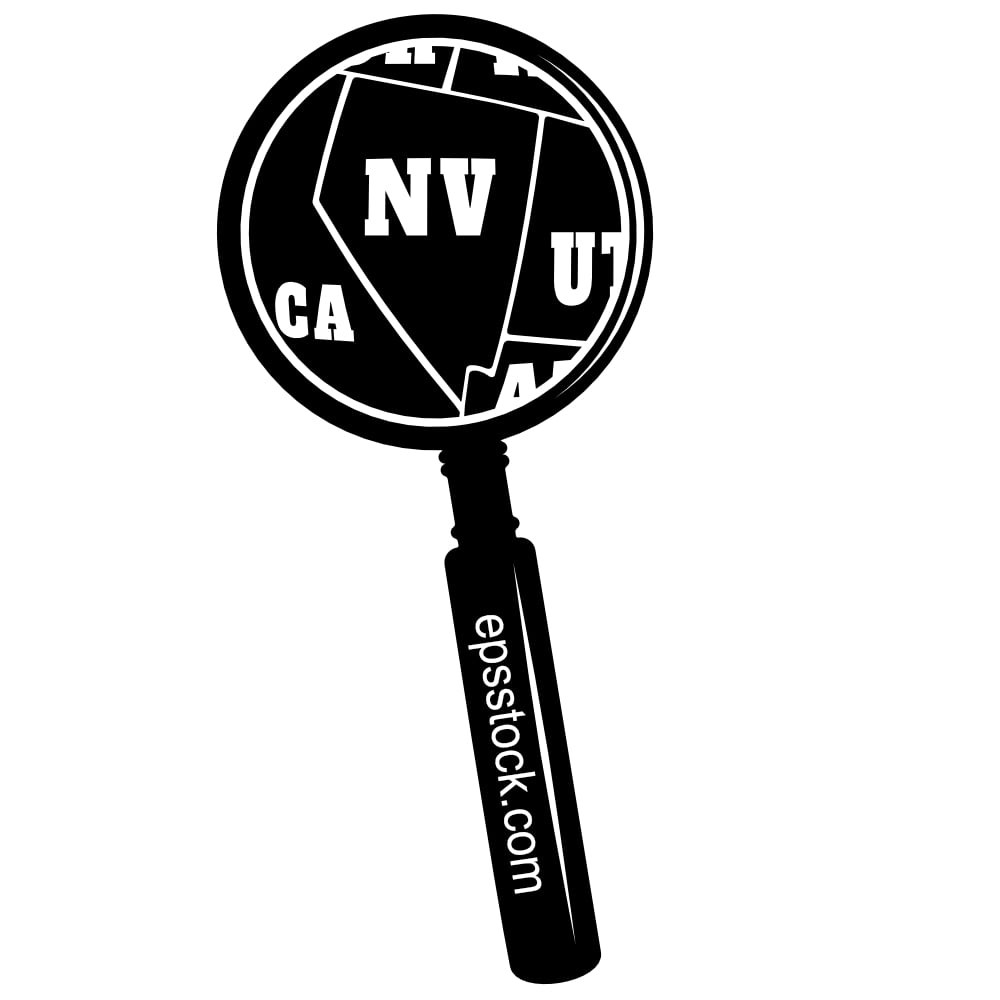 NEVADA state map in magnifying glass
