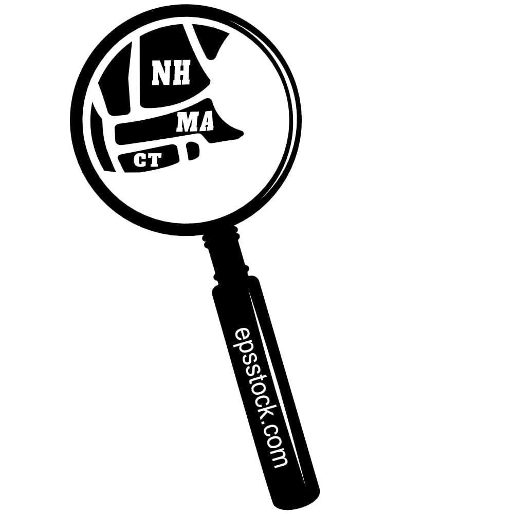 MASSACHUSETTS state map in magnifying glass