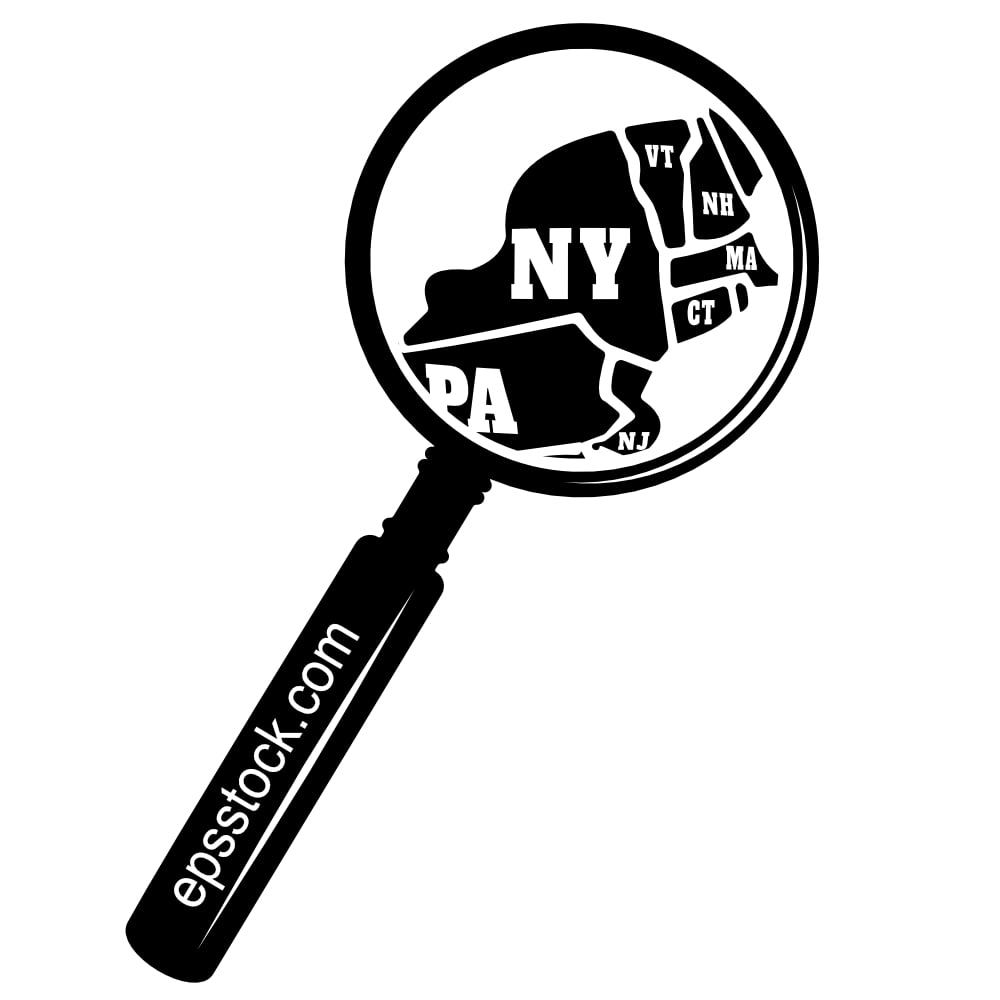 NEW YORK state map in magnifying glass