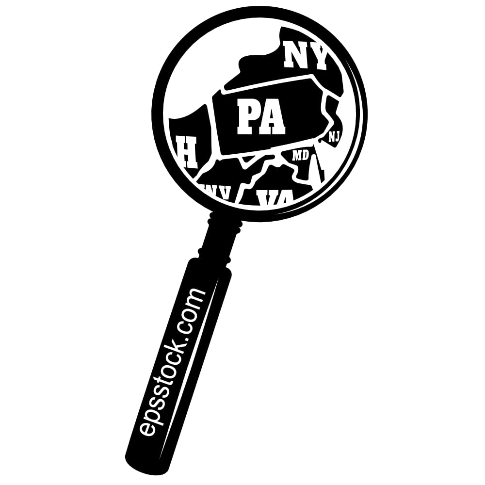 PENNSYLVANIA state map in magnifying glass