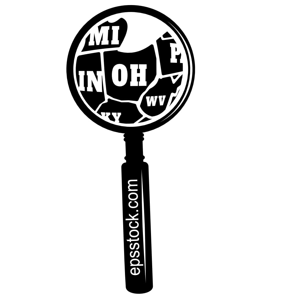 OHIO state map in magnifying glass