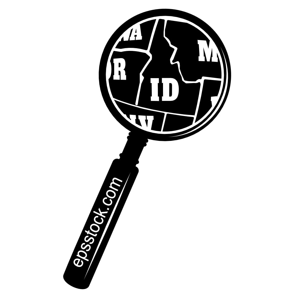 IDAHO state map in magnifying glass