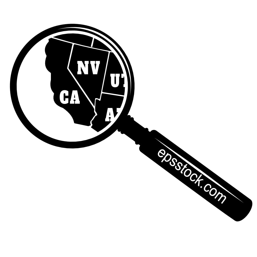 CALIFORNIA state map in magnifying glass