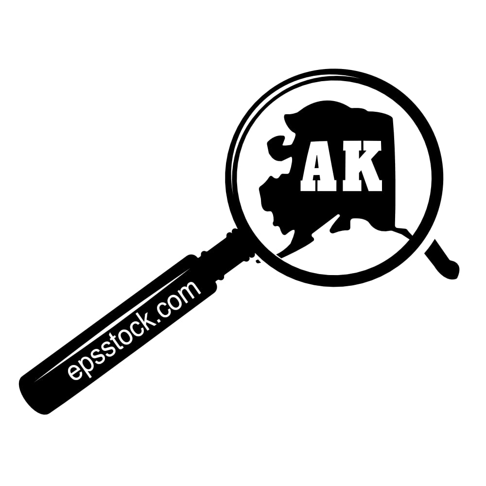 Alaska state map in magnifying glass