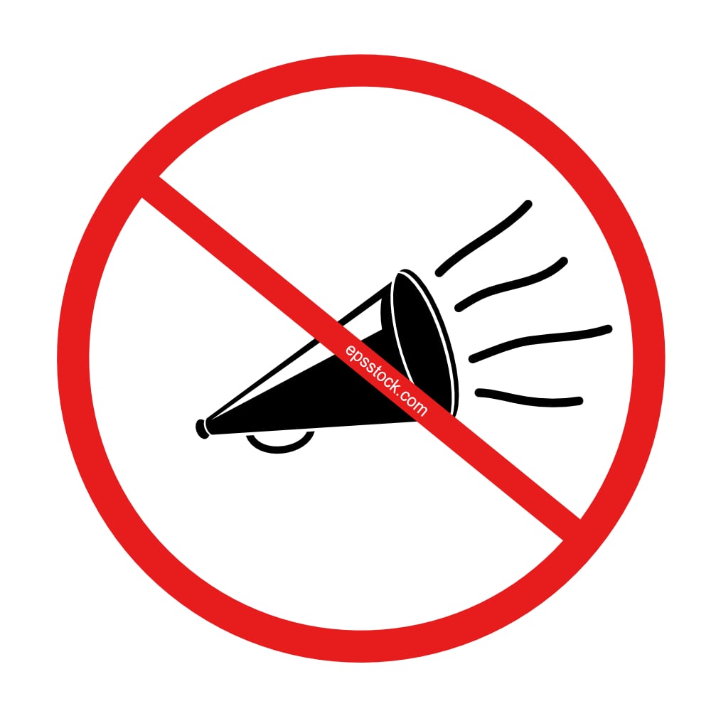 Sign prohibiting the use of megaphones or bullhorns