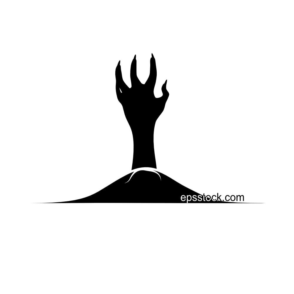 Zombies hands rising from the ground