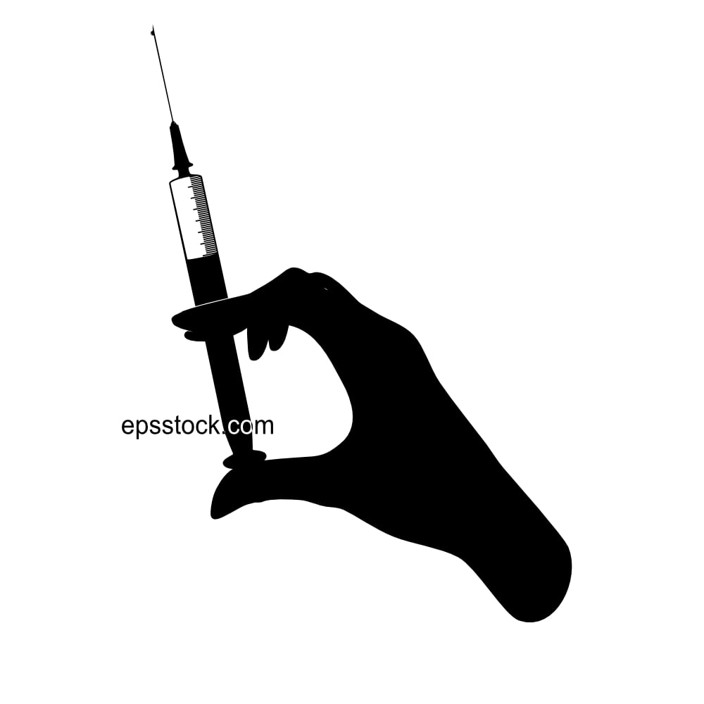 hand houdt een naald voor injectie