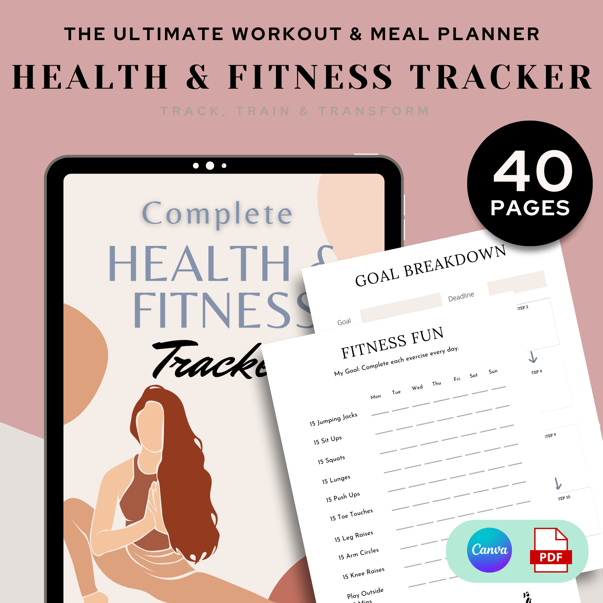 Complete Health and Fitness Tracker | 40-Page Digital & Printable ...
