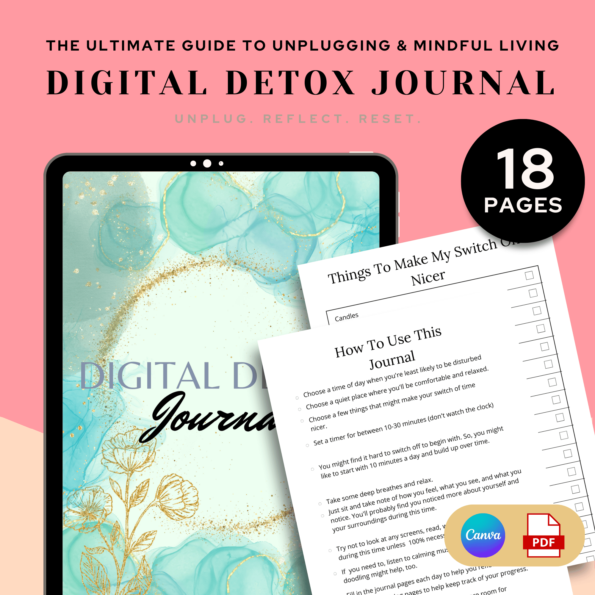 Digital Detox Journal | Mindfulness and Screen Time Reset Planner ...