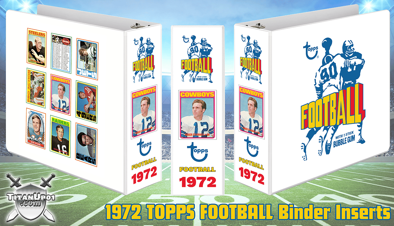 1972 Topps Football Cards Binder Inserts