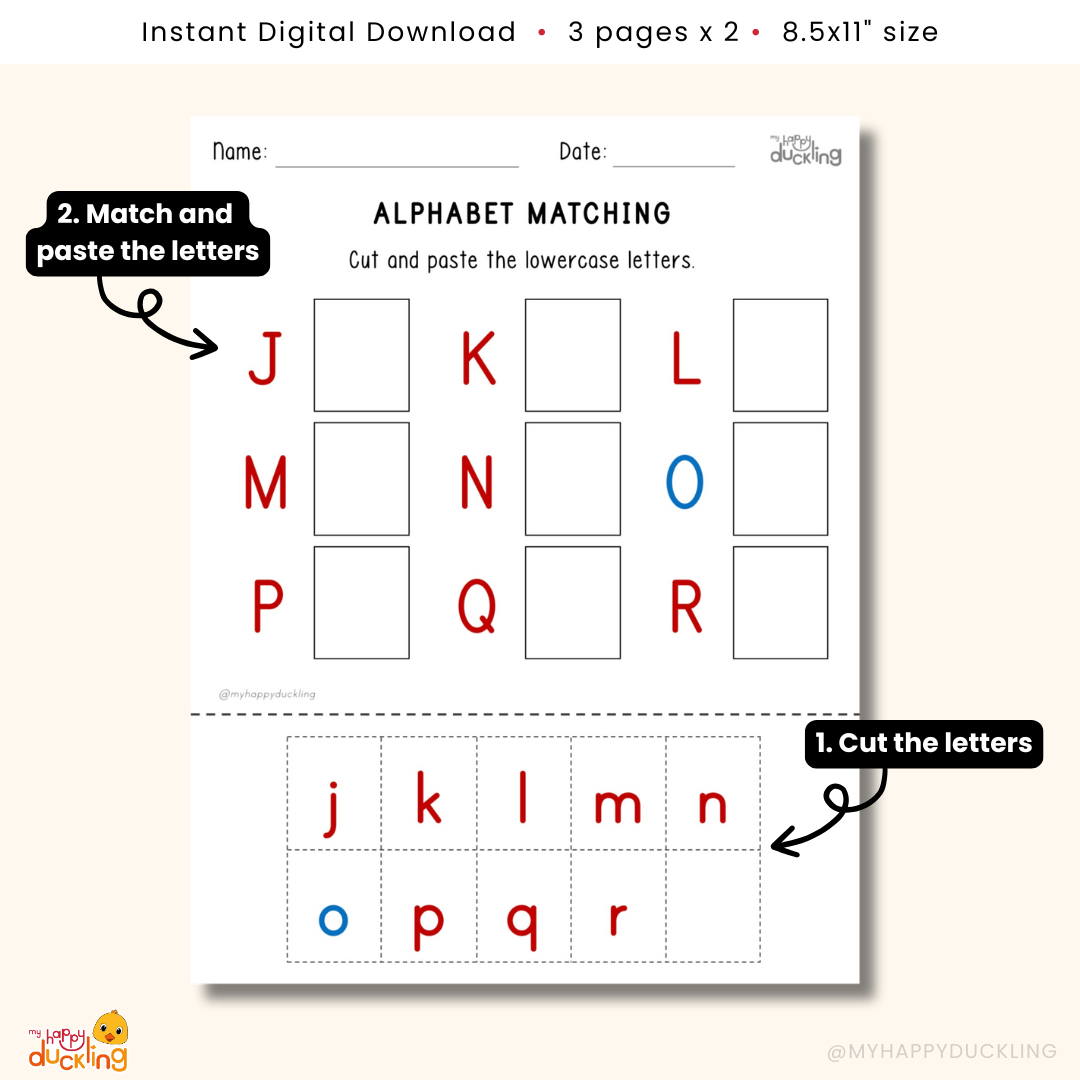 Printable letter recognition worksheet for preschoolers