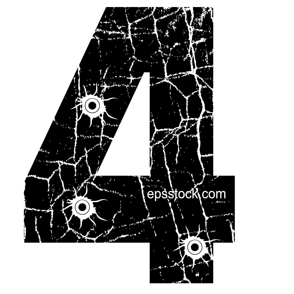 cracked number 4 with Bullet holes