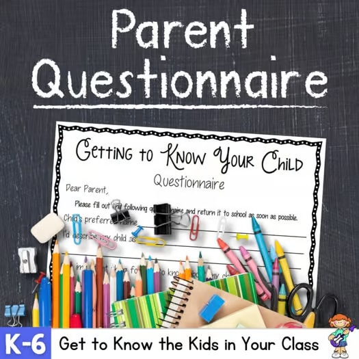 Editable Questionnaire for Parents - Getting to Know Your Child - Back to School