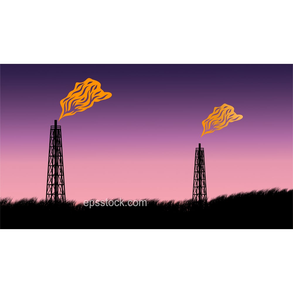 gas production, flat color illustration