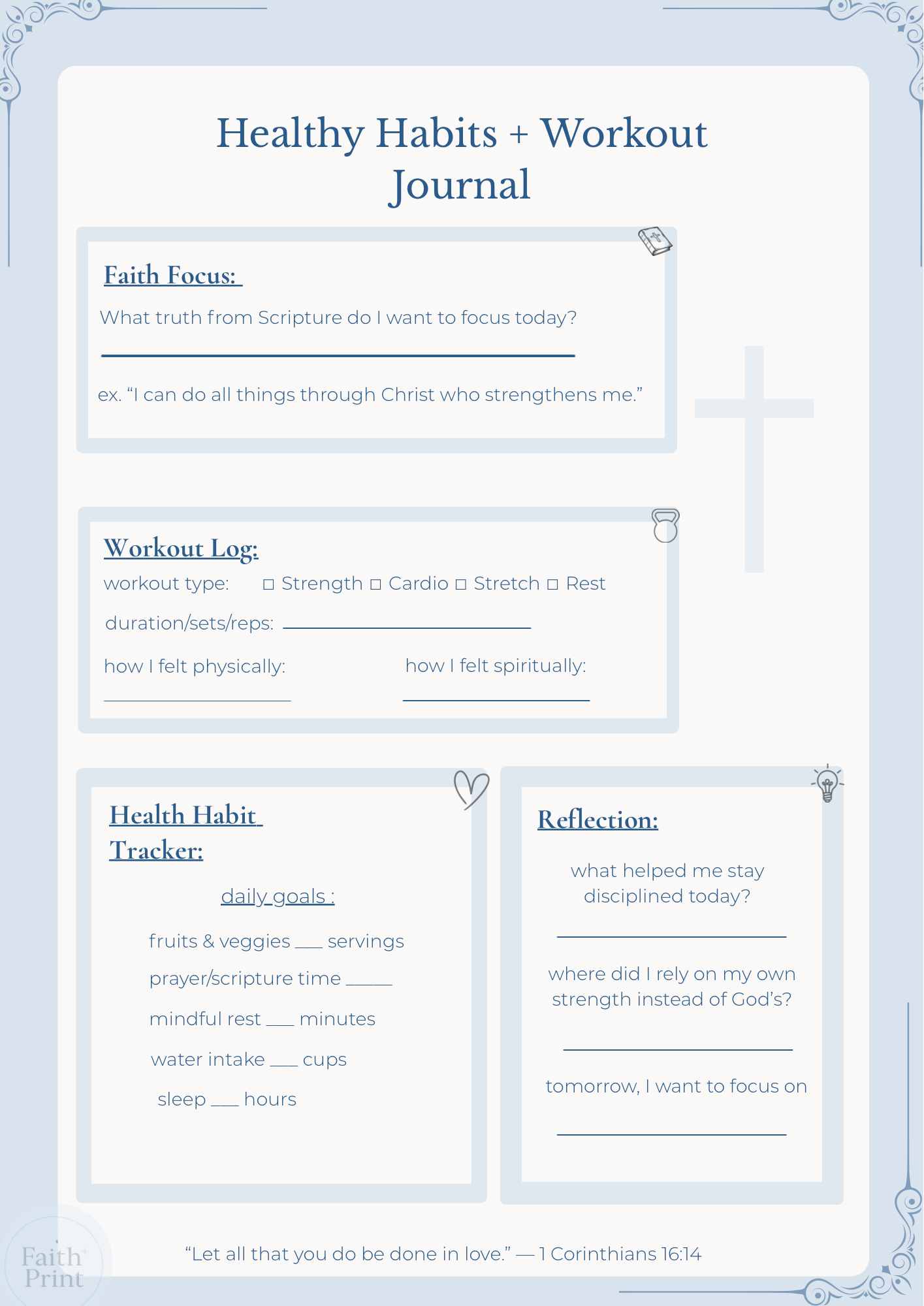 Faith Print Healthy Habits Workout Journal - Payhip