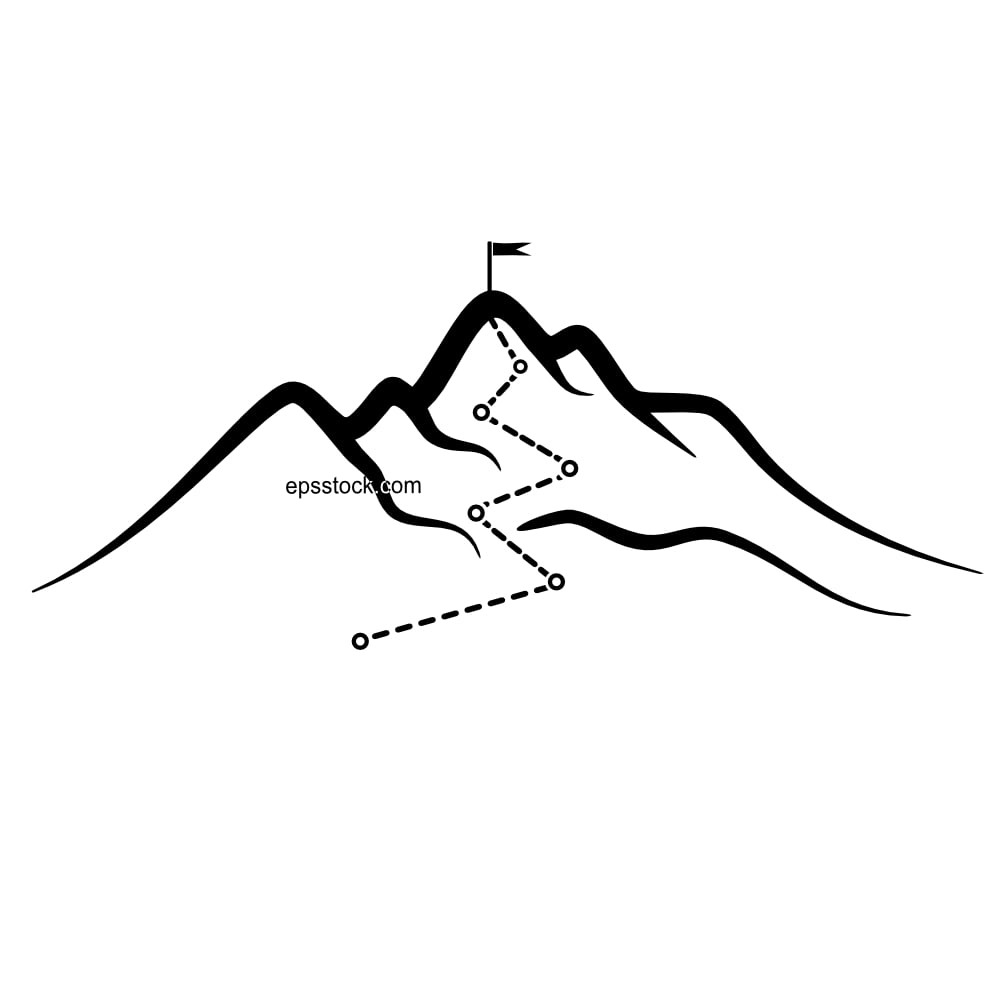 Climbing route to the mountain peak