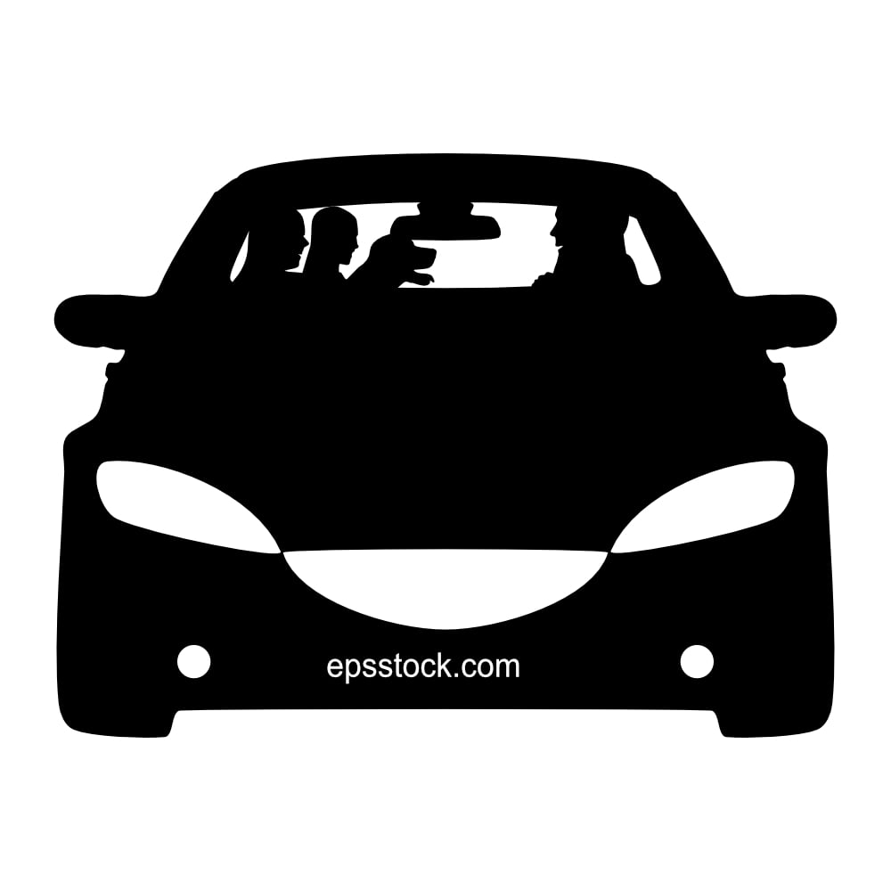 Family with dog in car