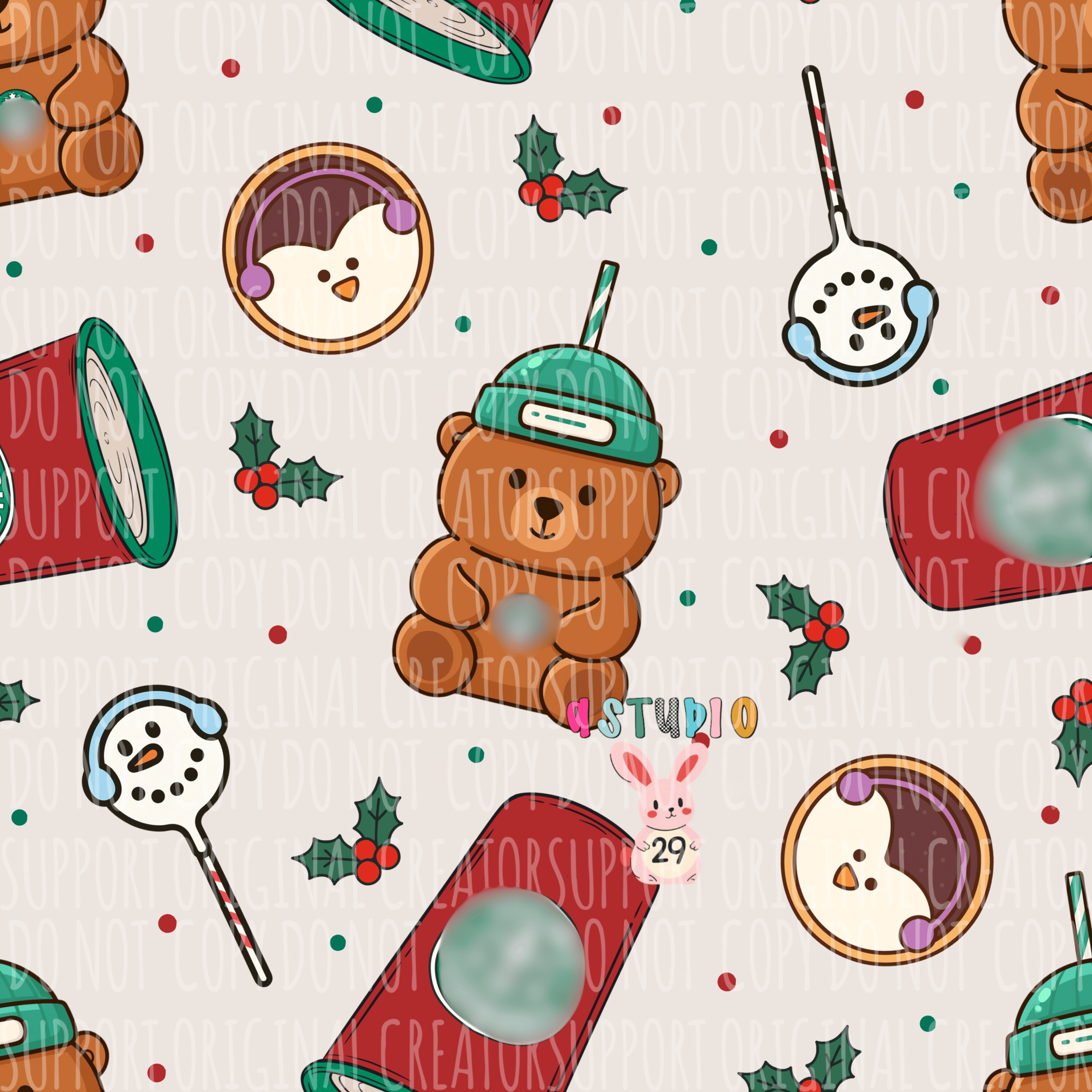 Bearista Coffee Christmas Seamless - Payhip