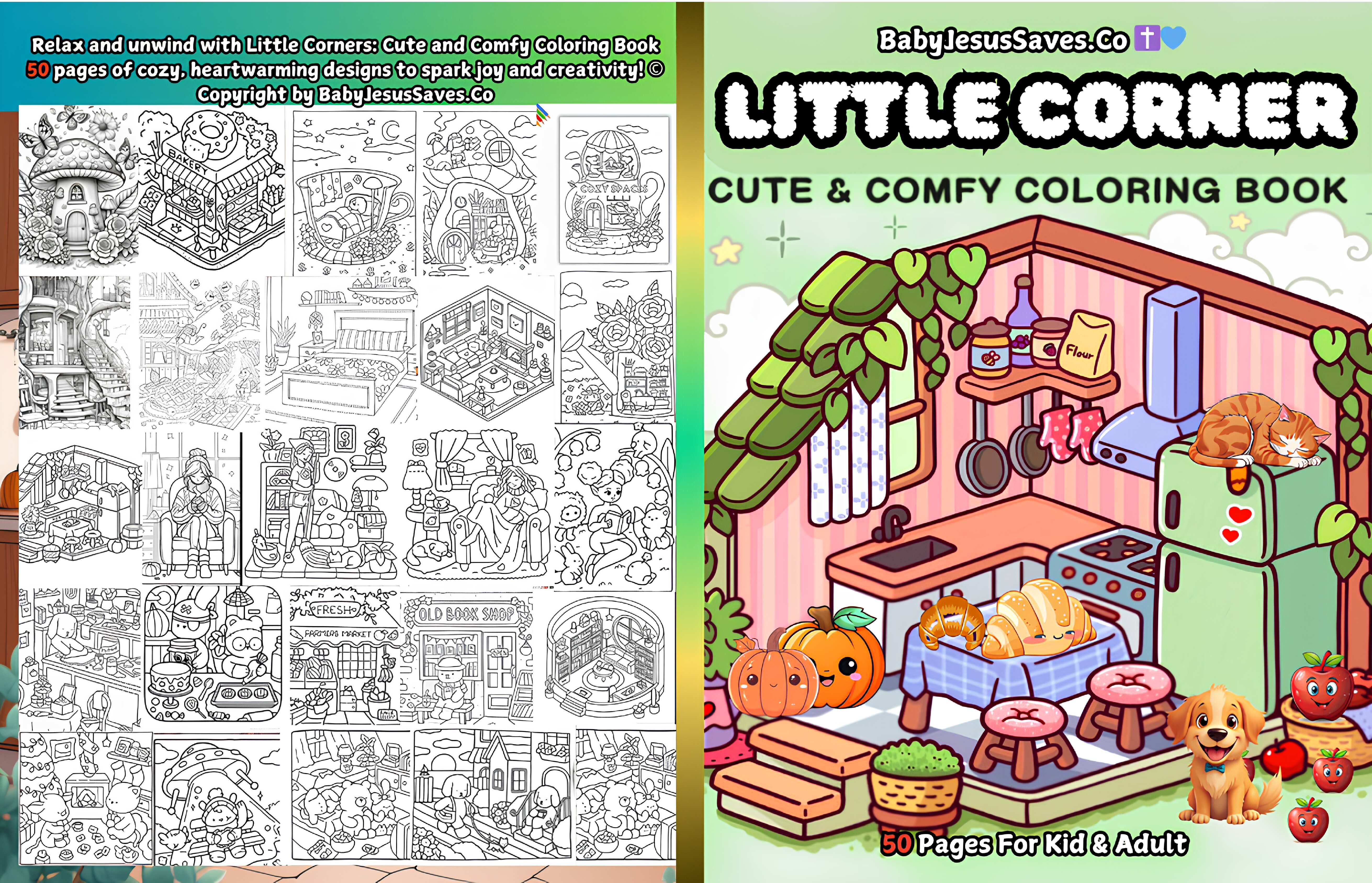 🌸 Little Corners: Cute and Comfy Coloring Book – 50 Pages 🌸 Relax ...